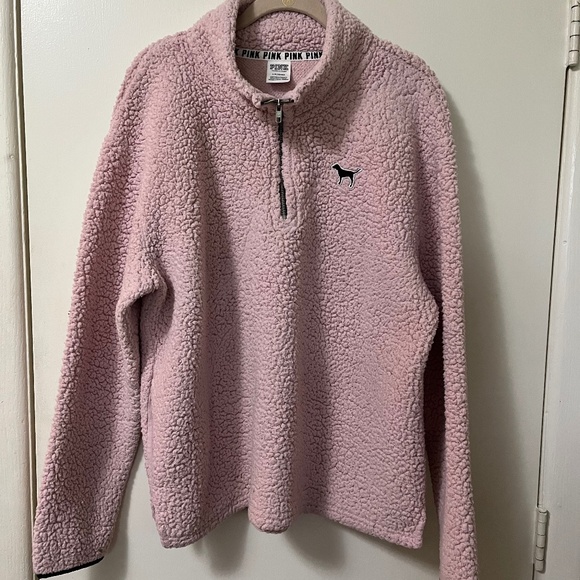 PINK Victorias Secret sherpa quarter zip pullover - Picture 1 of 3